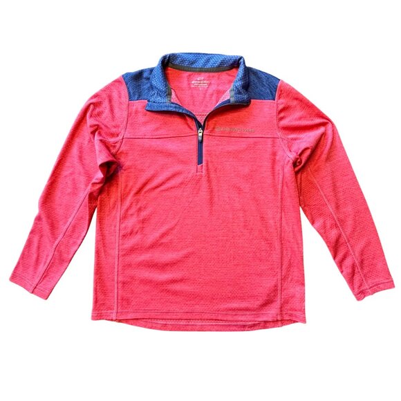 Vineyard Vines Other - VINEYARD VINES Quarter Zip Pullover Boys 16 L Large Performance Red Blue Sankaty